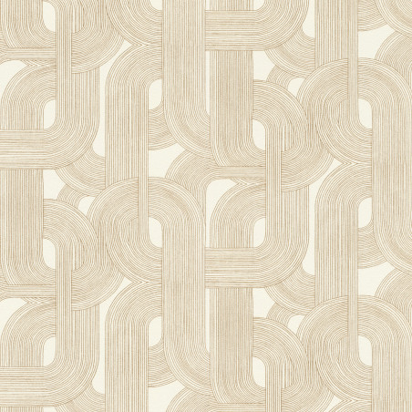 Papier peint intissé géométrique or et écru JARDIN ZEN  - Symphony par Rasch - 868111