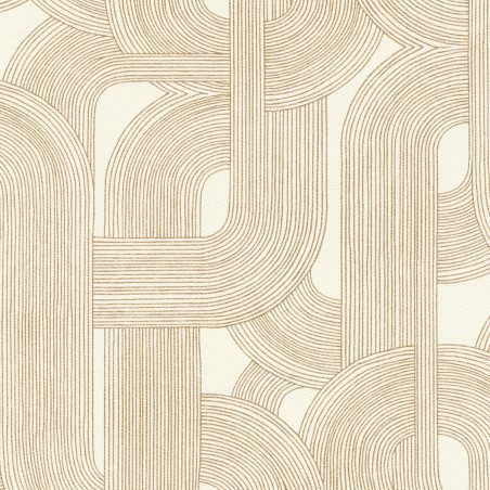 Papier peint intissé géométrique or et écru JARDIN ZEN  - Symphony par Rasch - 868111