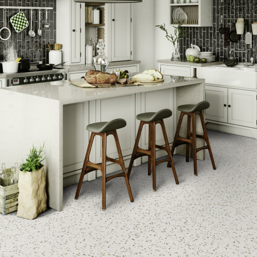 Sol Vinyle/PVC - 3m - terrazzo vert de gris et émeraude CONFETTI EMERALD - Primetex par Gerflor