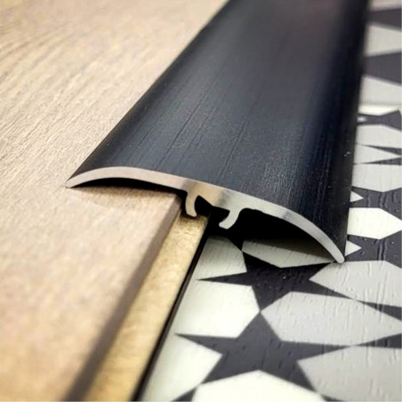 Seuil de porte invisible multi-niveaux - 270cm x 41mm - Brossé noir DINAFIX par Dinac