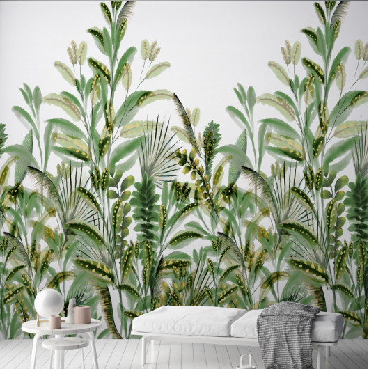 Panoramique vinyle sur intissé végétal vert et doré AMAZON - Life par Grandeco - A59502