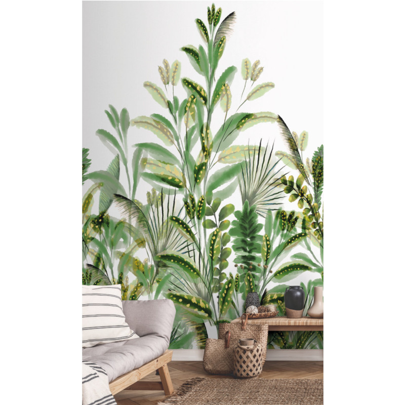 Panoramique vinyle sur intissé végétal vert et doré AMAZON - Life par Grandeco - A59502