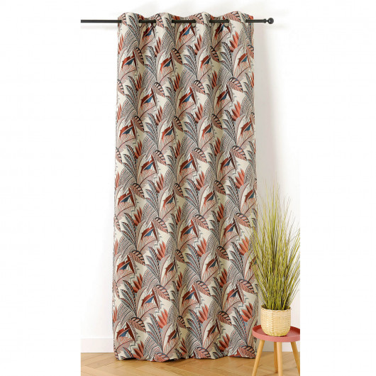 Prêt-à-Poser rideau - 140cmx250cm - végétal terracotta et bleu EDEN par Linder