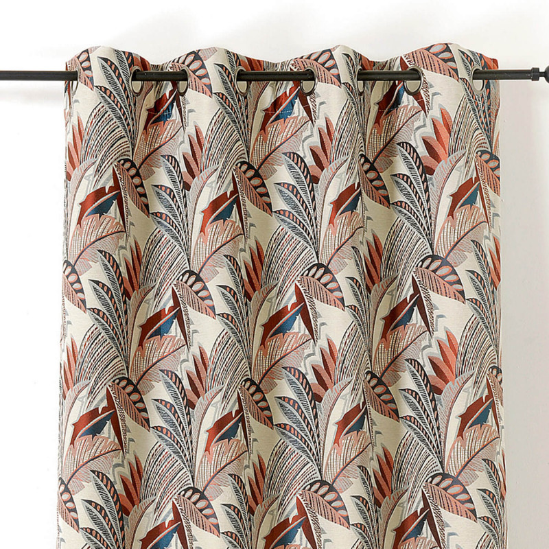 Prêt-à-Poser rideau - 140cmx250cm - végétal terracotta et bleu EDEN par Linder