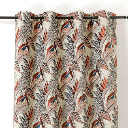 Prêt-à-Poser rideau - 140cmx250cm - végétal terracotta et bleu EDEN par Linder