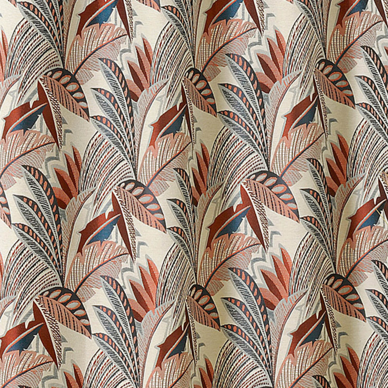 Prêt-à-Poser rideau - 140cmx250cm - végétal terracotta et bleu EDEN par Linder