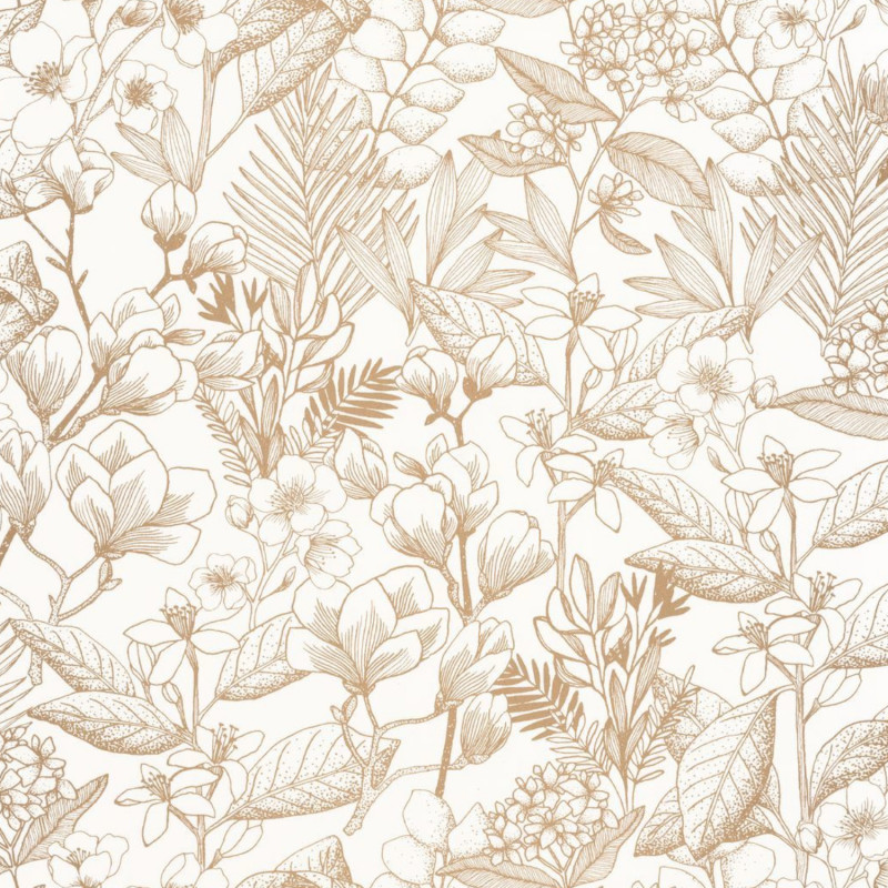 Papier peint vinyle sur intissé floral doré MAY - Flower Power par Caselio - 101852010