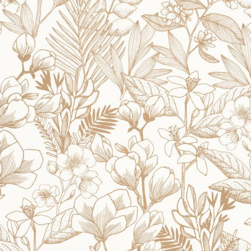 Papier peint vinyle sur intissé floral doré MAY - Flower Power par Caselio - 101852010