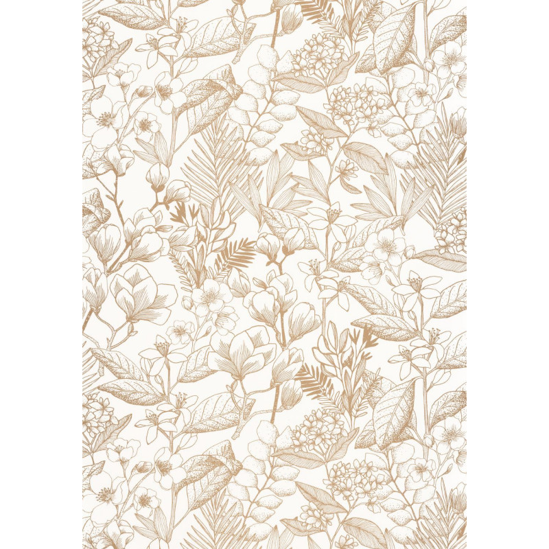 Papier peint vinyle sur intissé floral doré MAY - Flower Power par Caselio - 101852010