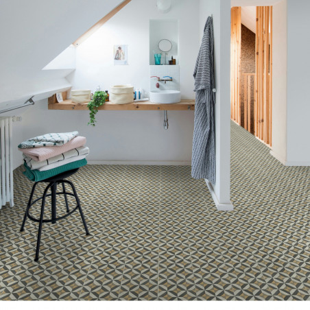 Sol Vinyle/PVC - 3m - carreaux de ciment gris et jaune WINSLOW 290M - Optima par Beauflor