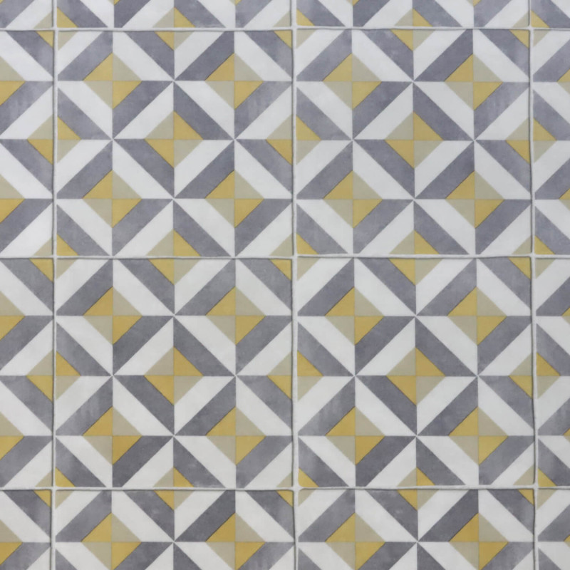Sol Vinyle/PVC - 3m - carreaux de ciment gris et jaune WINSLOW 290M - Optima par Beauflor