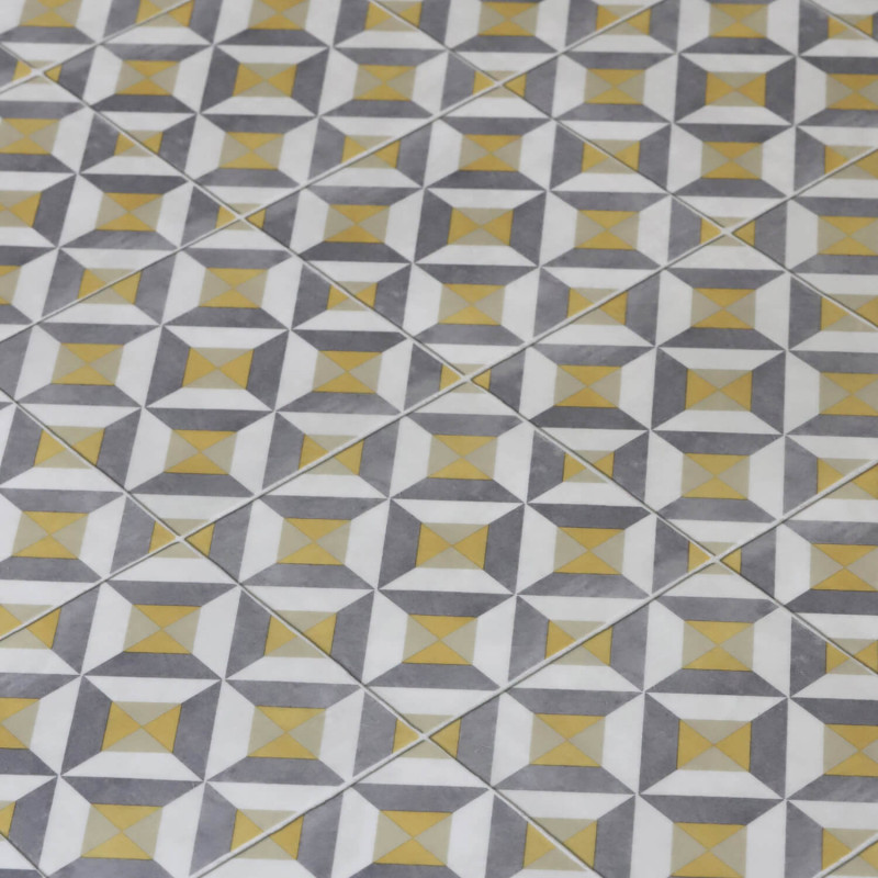 Sol Vinyle/PVC - 3m - carreaux de ciment gris et jaune WINSLOW 290M - Optima par Beauflor