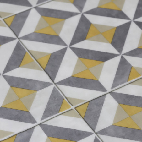 Sol Vinyle/PVC - 3m - carreaux de ciment gris et jaune WINSLOW 290M - Optima par Beauflor