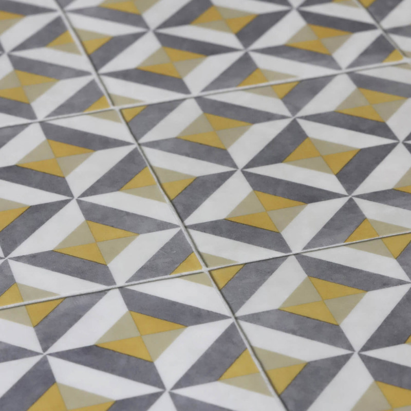 Sol Vinyle/PVC - 3m - carreaux de ciment gris et jaune WINSLOW 290M - Optima par Beauflor