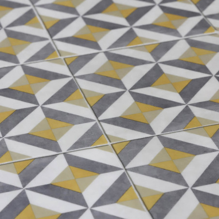 Sol Vinyle/PVC - 3m - carreaux de ciment gris et jaune WINSLOW 290M - Optima par Beauflor