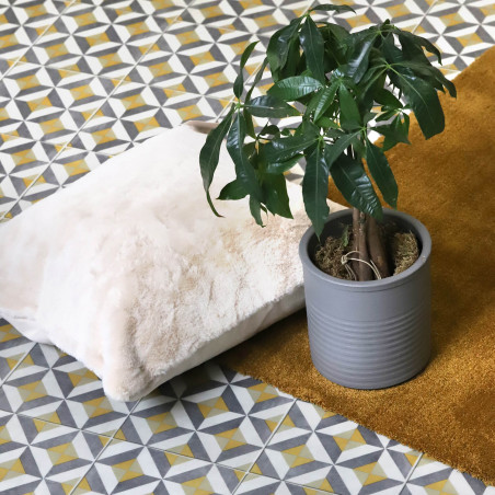 Sol Vinyle/PVC - 3m - carreaux de ciment gris et jaune WINSLOW 290M - Optima par Beauflor