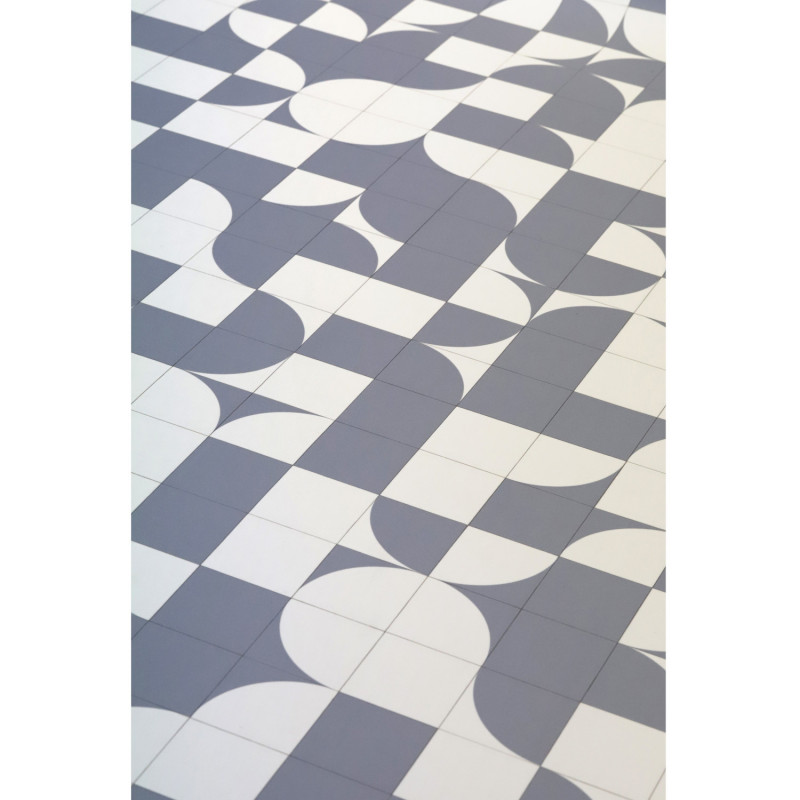 Sol Vinyle/PVC - 2m - carrelage gris bleuté et blanc SUZY 576 - Smart Colori par IVC