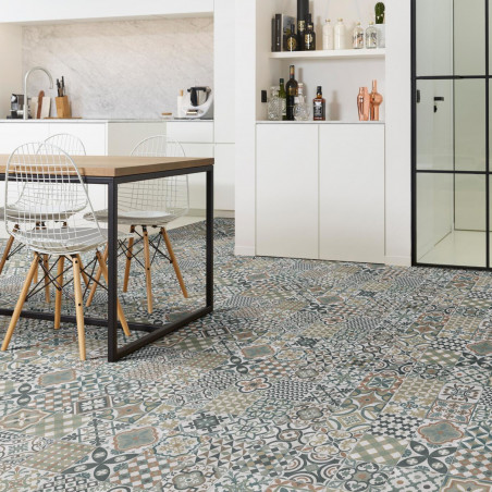 Sol Vinyle/PVC - 4m - carreaux de ciment multicolore et beige CARCASSONNE 472M - Optima Evasion par Beauflor Sol Vinyle/PVC - 4m - carreaux de ciment multicolore et beige CARCASSONNE 472M - Optima Evasion par Beauflor