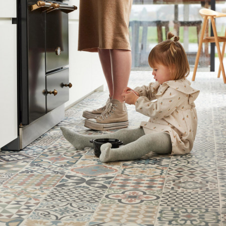 Sol Vinyle/PVC - 4m - carreaux de ciment multicolore et beige CARCASSONNE 472M - Optima Evasion par Beauflor Sol Vinyle/PVC - 4m - carreaux de ciment multicolore et beige CARCASSONNE 472M - Optima Evasion par Beauflor