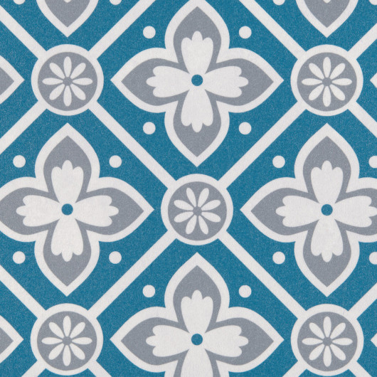 Sol Vinyle/PVC - 2m - carreaux de ciment bleu pétrole et blanc ALMA PEPS Booster par Gerflor