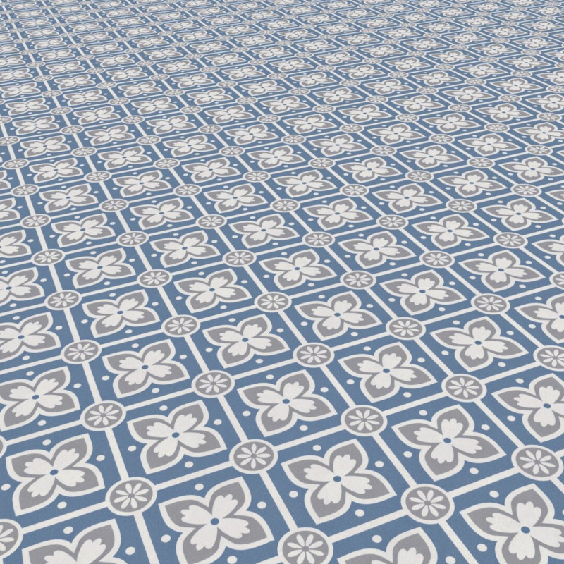 Sol Vinyle/PVC - 2m - carreaux de ciment bleu pétrole et blanc ALMA PEPS Booster par Gerflor