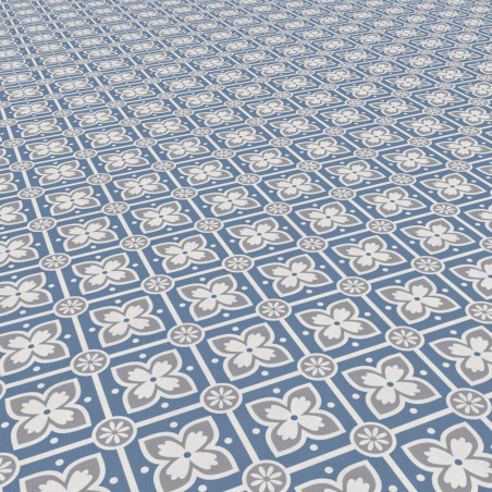 Sol Vinyle/PVC - 2m - carreaux de ciment bleu pétrole et blanc ALMA PEPS Booster par Gerflor