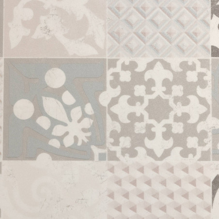 Sol Vinyle/PVC - 4m - carreaux de ciment beige, taupe et blanc PROVENCE CREME Loftex par Gerflor