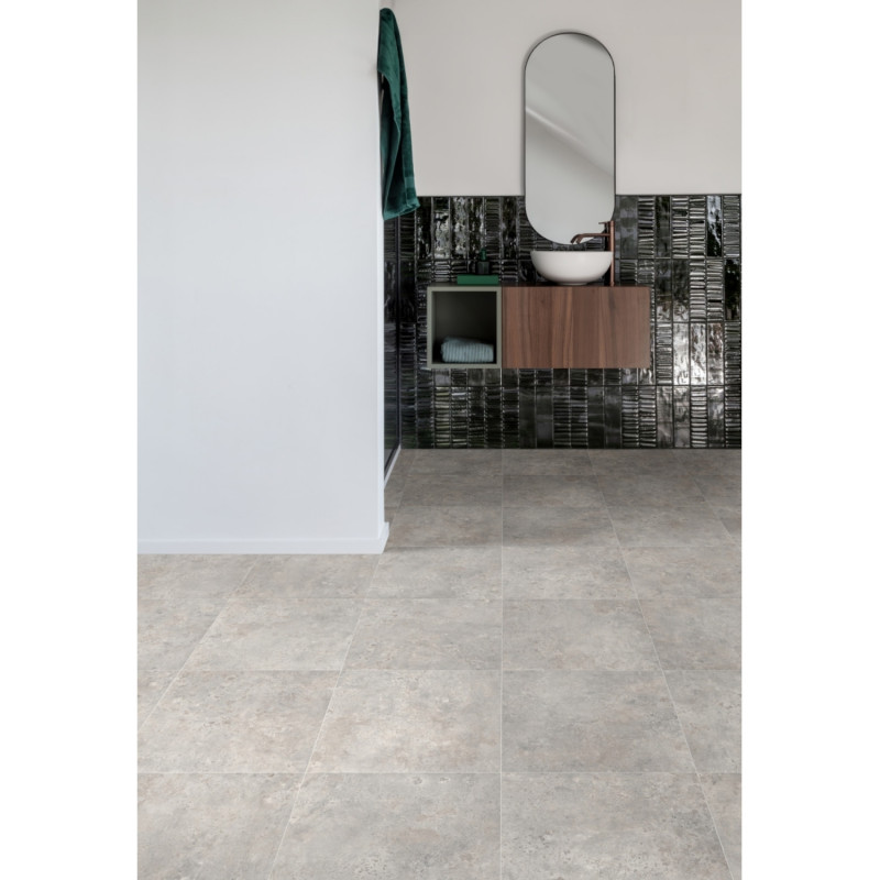 Sol Vinyle/PVC - 4m - carrelage gris minéral CORTEN 591 - Superior Stellar par IVC