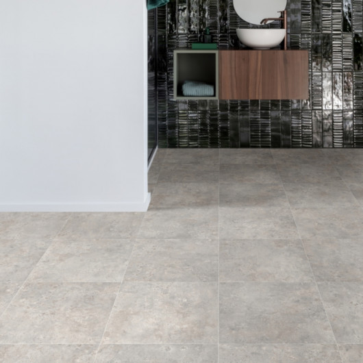 Sol Vinyle/PVC - 4m - carrelage gris minéral CORTEN 591 - Superior Stellar par IVC