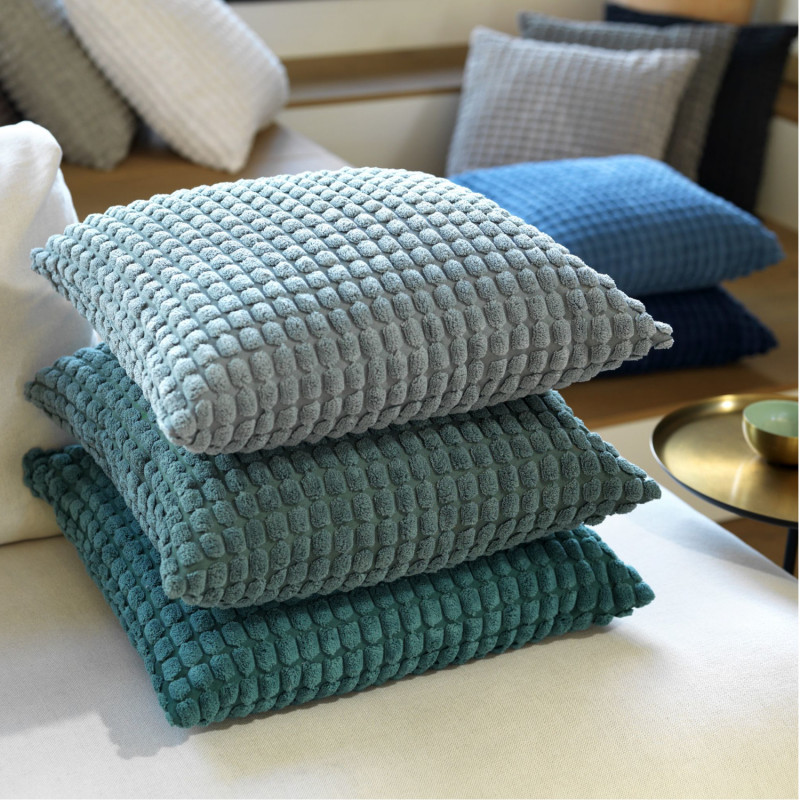 Coussin contemporain bleu pétrole - JADEITE - 45x45cm - ROME par Dutch Decor