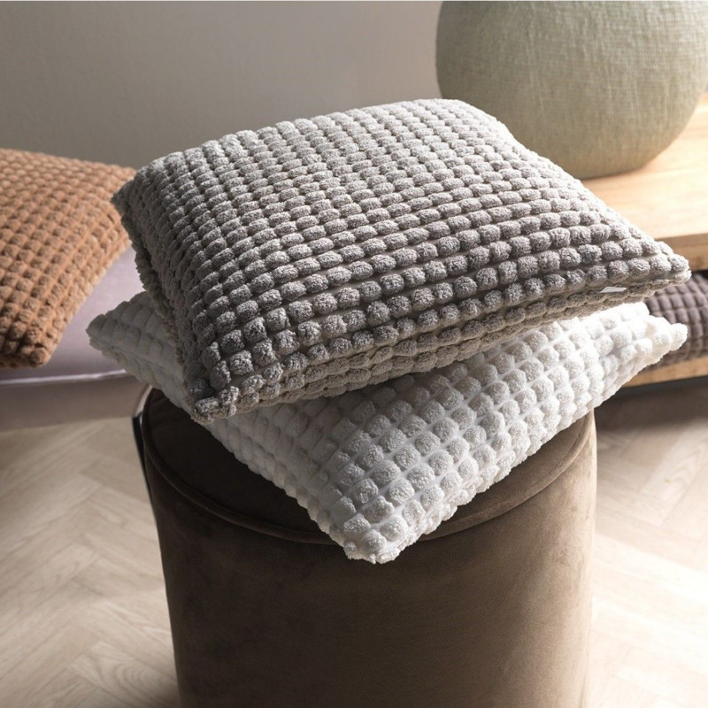 Coussin contemporain blanc - SNOW WHITE - 45x45cm - ROME par Dutch Decor