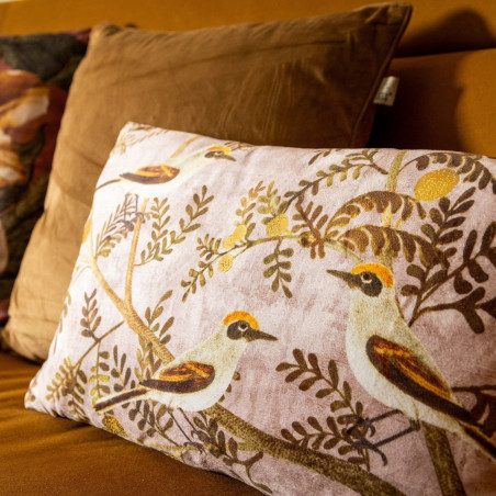 Coussin contemporain imprimé oiseaux - MUTTED CLAY - 30x50cm - BIRDY par Dutch Decor