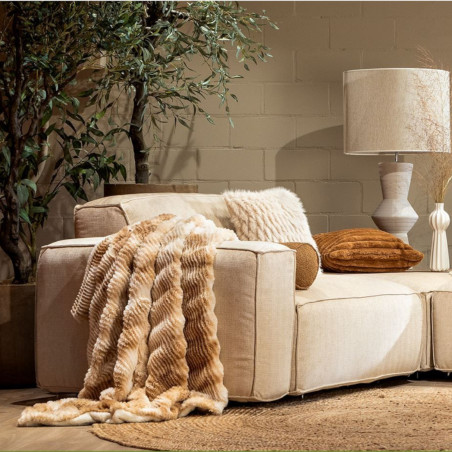 Coussin contemporain beige - IRISH CREAM - 45x45cm - FIDAN par Dutch Decor