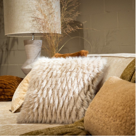 Coussin contemporain beige - IRISH CREAM - 45x45cm - FIDAN par Dutch Decor