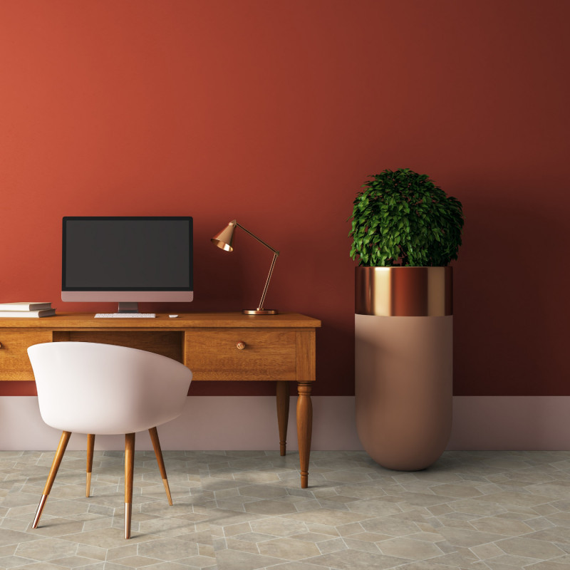 Sol Vinyle/PVC - 4m - carrelage  beige  et terre cuite  ORIGIN CREAM - Loftex par Gerflor