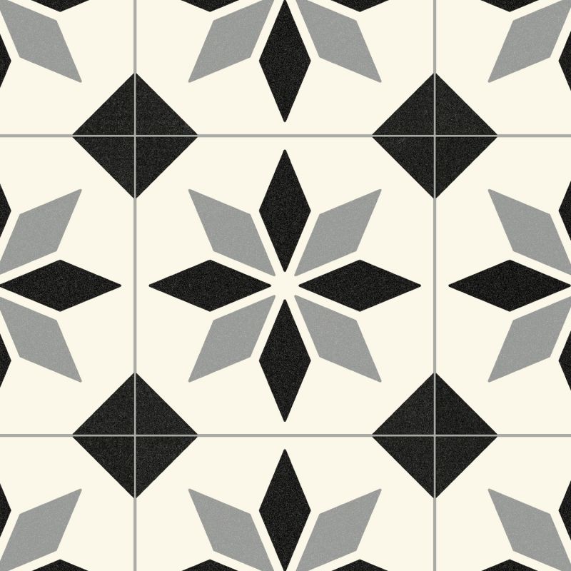 Sol Vinyle/PVC - 3m - carreaux de ciment noir et blanc SCOTTSDALE 099M - Optima Retro-tex par Beauflor