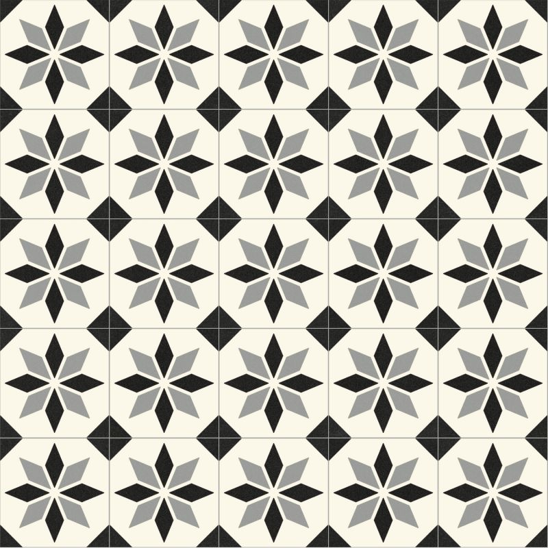 Sol Vinyle/PVC - 3m - carreaux de ciment noir et blanc SCOTTSDALE 099M - Optima Retro-tex par Beauflor