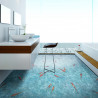Sol Vinyle/PVC - 2m - fond marin, poisson bleu turquoise et orange KOI - Optima Moonlight par Beauflor