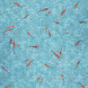 Sol Vinyle/PVC - 2m - fond marin, poisson bleu turquoise et orange KOI - Optima Moonlight par Beauflor
