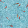 Sol Vinyle/PVC - 2m - fond marin, poisson bleu turquoise et orange KOI - Optima Moonlight par Beauflor