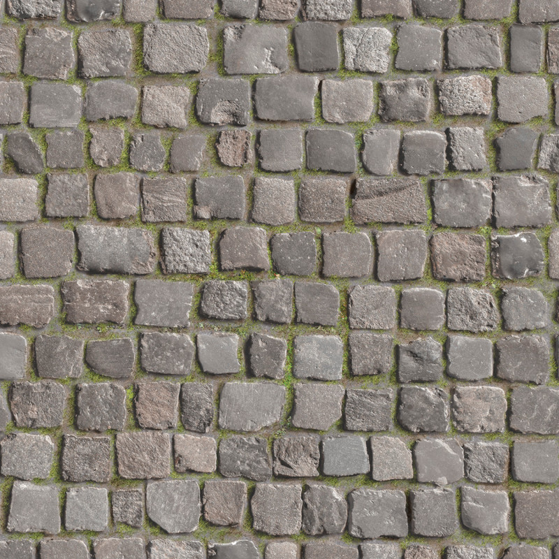 Sol Vinyle/PVC - 4m - pavés gris et vert COBBLE - Optima Moonlight par Beauflor