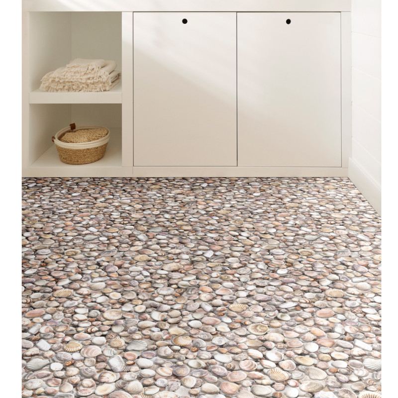 Sol Vinyle/PVC - 4m - coquillages beige et taupe SEASHELLS - Optima Moonlight par Beauflor