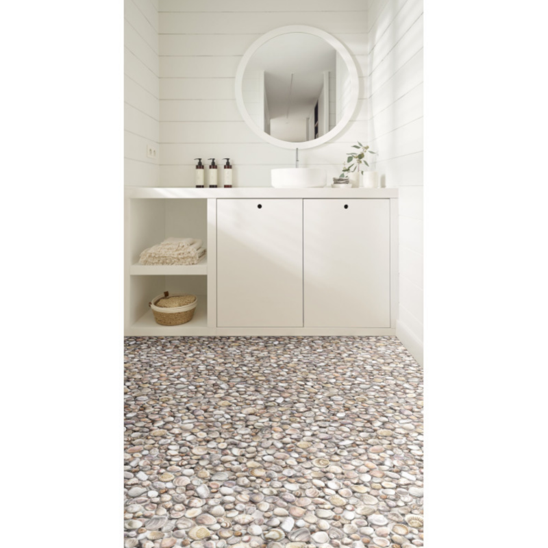 Sol Vinyle/PVC - 2m - coquillages beige et taupe SEASHELLS - Optima Moonlight par Beauflor