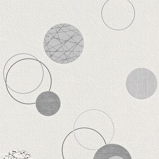 Papier peint intissé géométrique noir et gris PLANETE - Geometric par Rasch - 475906