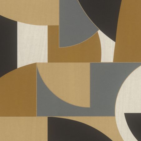 Papier peint intissé géométrique noir et marron GRAPHIC SHAPES - Geometric par Rasch - 791914