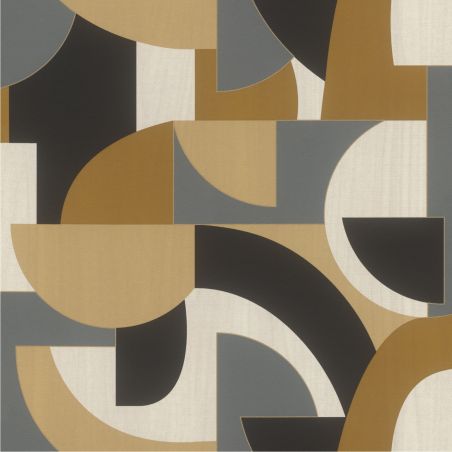 Papier peint intissé géométrique noir et marron GRAPHIC SHAPES - Geometric par Rasch - 791914
