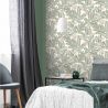 Papier peint intissé floral rose et vert EVENTAIL FLORAL - Tropical par Rasch - 792447
