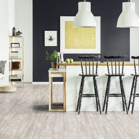 Sol Vinyle/PVC - 4m - parquet vintage gris clair et blanc FABRIK WHITE - Primetex par Gerflor