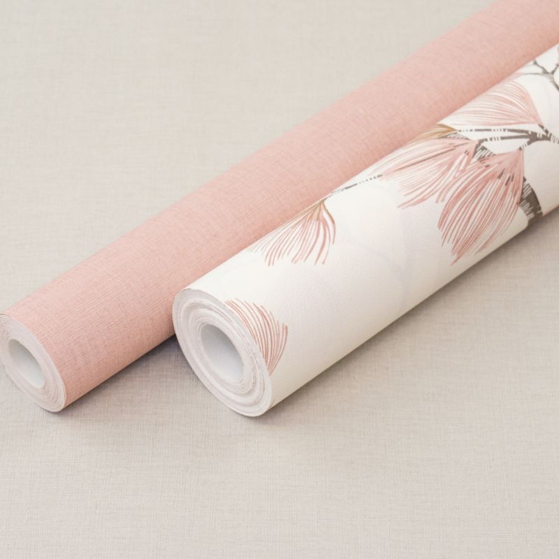 Papier peint intissé végétal rose et or ALBIZIA - Symphony par Rasch - 866940