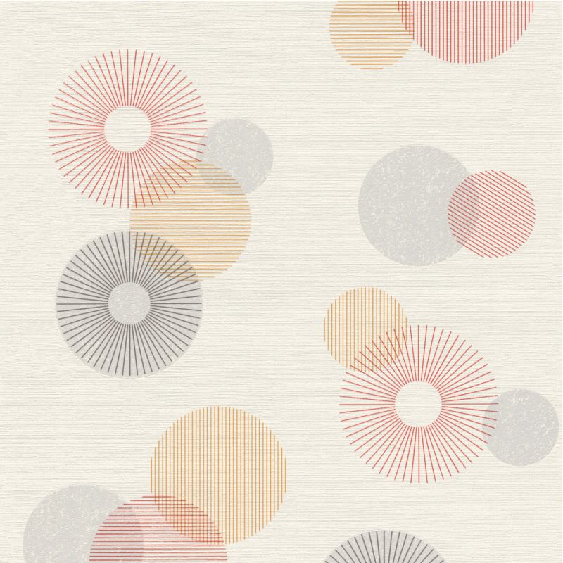 Papier peint intissé géométrique rouge et gris ADELE - Color Your Life par Rasch - 311518